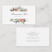 Fêtes Noël hiver Floral Cartes de visite (Devant / Derrière)