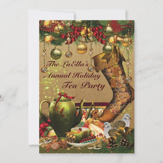 Fêtes Noël Tea Party Invitations (Dos)