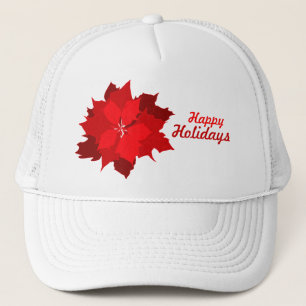 Fêtes Poinsettia Noël rouge et blanc casquette