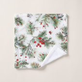 Fêtes Red Berries & Pine Design (Gant de toilette)