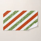 Fêtes Rouge & Vert Clair Rayures Pailletées (Serviette à main)