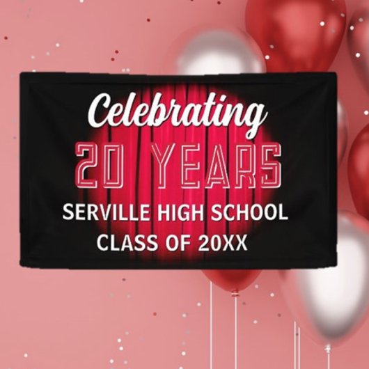 Fêtez 20 ans ! Bannière Réunion classe rouge