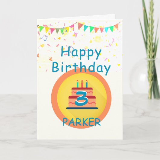 Fêtez ! Carte personnalisée 3e anniversaire (Devant)