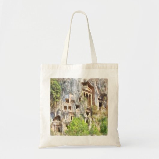 Fethiye Ancient Lycian Tombs Waterverf Tote Bag (Voorkant)
