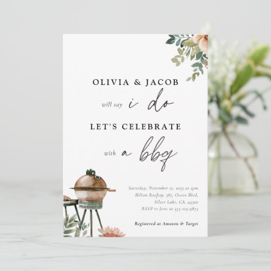 Fêtons avec BBQ Couples Shower Invitation (Debout devant)