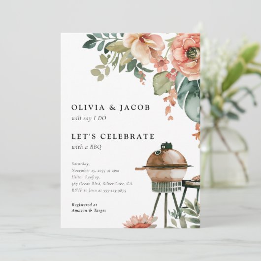 Fêtons avec BBQ Couples Shower Invitation (Debout devant)