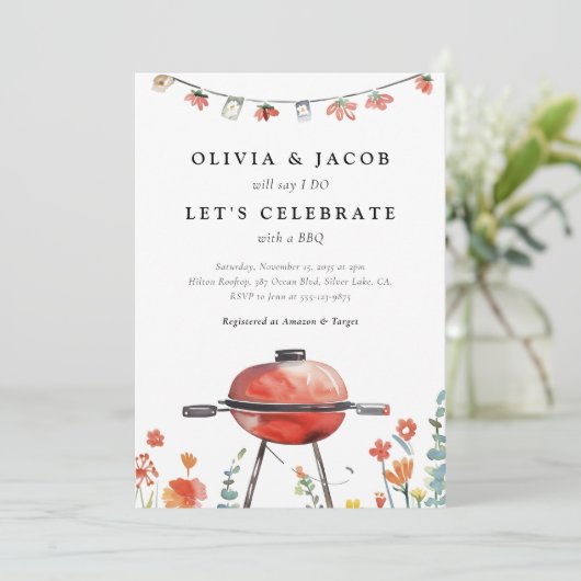 Fêtons avec BBQ Couples Shower Invitation (Debout devant)