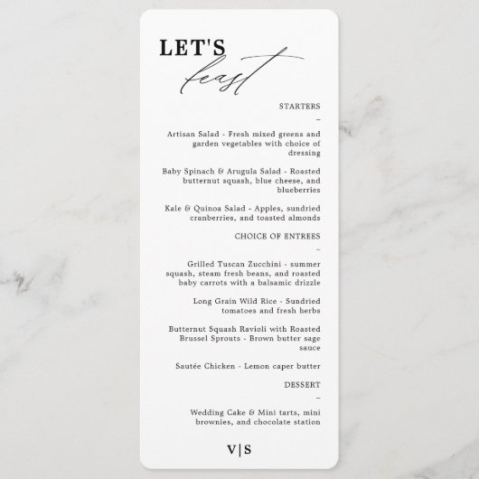 Fêtons la calligraphie moderne Mariage noir Menu (Devant)