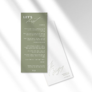 Fêtons la calligraphie moderne Mariage vert Menu
