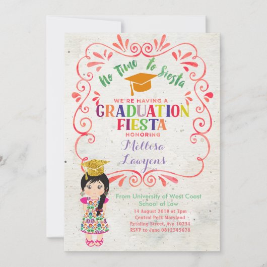 Fêtons la fête de graduation Fiesta Invitation (Devant)
