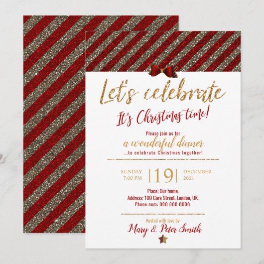 Fêtons Noël Invitation (Devant / Derrière)