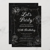 Fêtons noir et blanc Invitation d'anniversaire (Devant / Derrière)