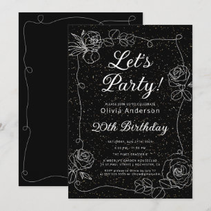 Fêtons noir et blanc Invitation d'anniversaire