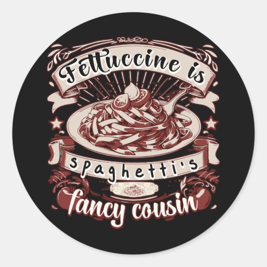 Fettuccine is de Fancy neef van Spaghetti Ronde Sticker (Voorkant)