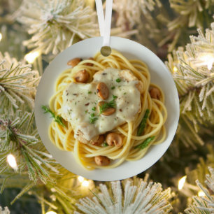 Fettuccini Alfredo Grappig Eten Kerstmis Metalen Ornament