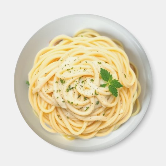 Fettuccini Alfredo Grappig Realistisch Eten Magneet (Voorkant)