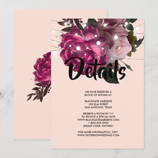 feu à cordes Fleur Bourgogne Invitation (Devant / Derrière)