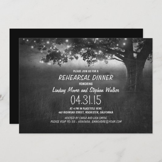 feu arbre répétition rustique invitation (Devant / Derrière)