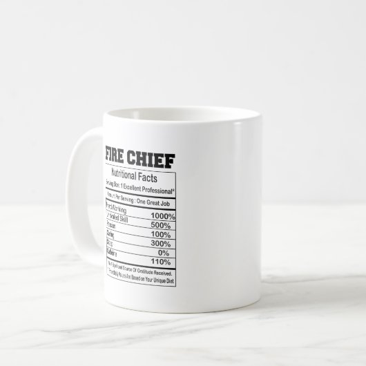 Feu Chef des faits nutritionnels 11oz Mug (Devant gauche)