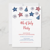 Feu d'aquarelle 4 juillet BBQ Invitation (Devant)