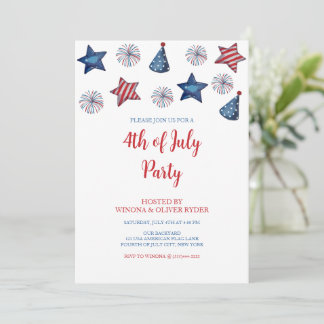 Feu d'aquarelle 4 juillet BBQ Invitation