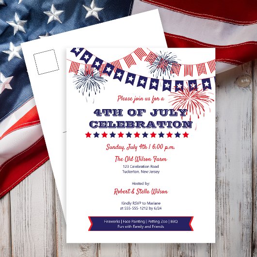 Feu d'artifice 4 juillet | Invitation de Bunting