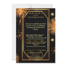 Feu d'artifice Art déco Invitation réveillon du No