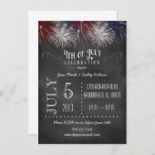 Feu d'artifice Chalkboard 4 juillet Invitation du  (Devant / Derrière)