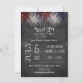 Feu d'artifice Chalkboard 4 juillet Invitation du  (Devant)