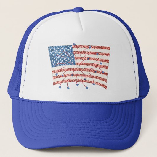 Feu d'artifice Drapeau américain sur Casquette (Devant)