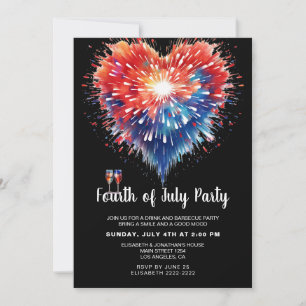 Feu d'artifice du coeur 4 juillet Invitations