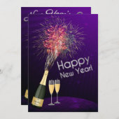 Feu d'artifice du Nouvel An Invitation de fête 5 (Devant / Derrière)