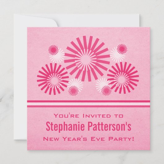 Feu d'artifice funky Invitation du réveillon du No (Devant)