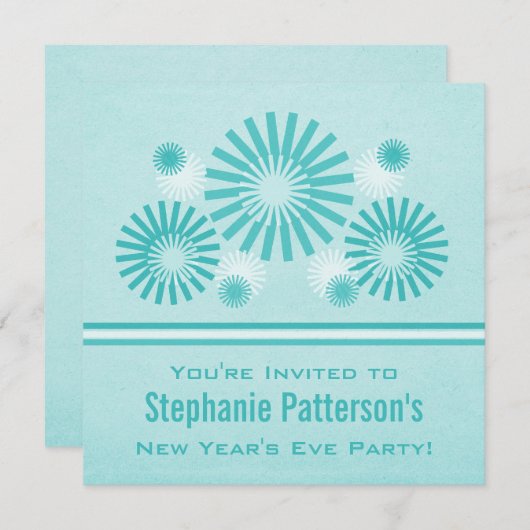 Feu d'artifice funky Invitation du réveillon du No (Devant / Derrière)