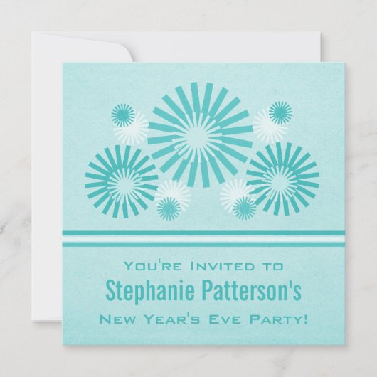 Feu d'artifice funky Invitation du réveillon du No (Devant)