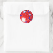 Feu d'artifice rouge blanc bleu' autocollant rond (Sac)