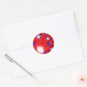 Feu d'artifice rouge blanc bleu' autocollant rond (Enveloppe)