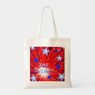 Feu d'artifice Rouge Blanc Bleu "Votre Texte" sac