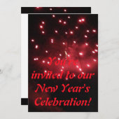 Feu d'artifice rouge Invitations de célébration du (Devant / Derrière)