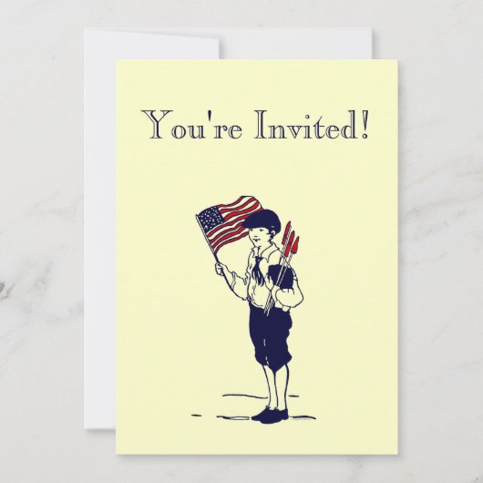 Feu d'artifice vintage et drapeau Invitation perso (Devant)