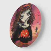 Feu d'automne Halloween Horloge (Angle)