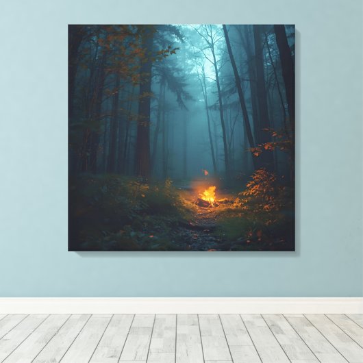 Feu de camp crépusculaire – Impression d'art de la (Insitu (Plancher de Bois))