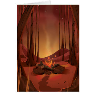 Feu de camp dans la forêt.