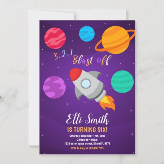 Feu de fusée gris éteint Anniversaire Invitation (Devant)