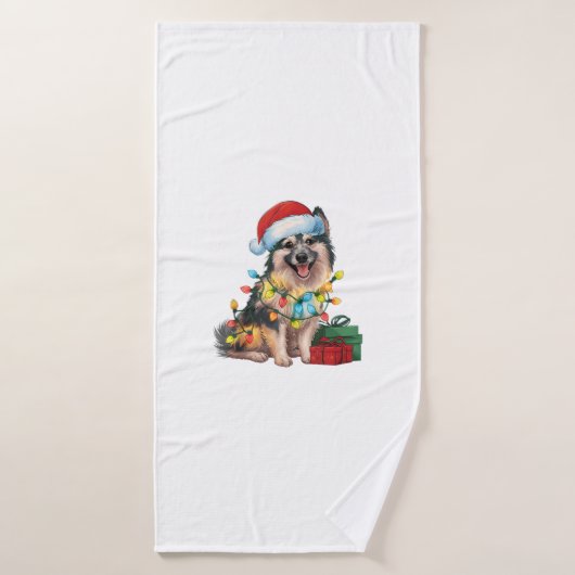 Feu de Noël Éclairage Santa Chapeau allemand Spitz (Serviette de bain)