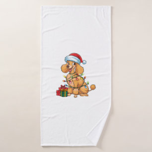 Feu de Noël Éclairage Santa Chapeau Poodle Chien N