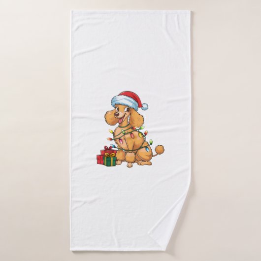 Feu de Noël Éclairage Santa Chapeau Poodle Chien N (Serviette de bain)