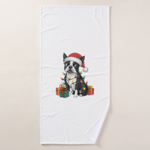 Feu de Noël Santa Hat Boston Terrier Chien Noël