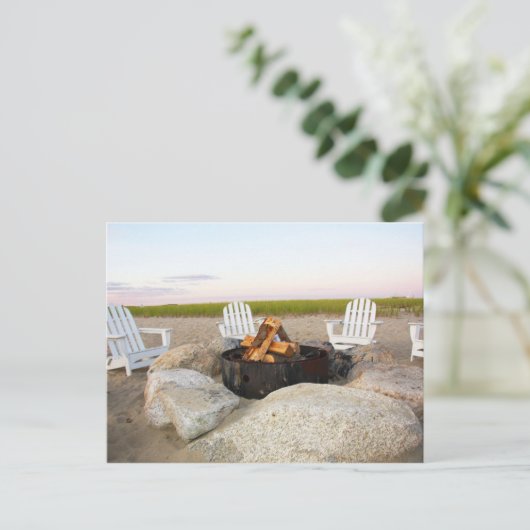 Feu De Plage À Dusk Cape Cod Carte Postale (Debout devant)