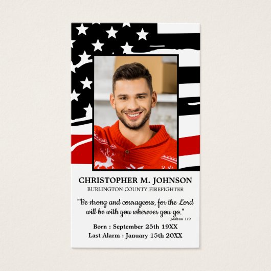 Feu de pompiers funérailles commémoratives Carte d (Devant)